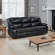 Mila Manual Recliner Sofa, Black Faux Leather, Pillow Top Arms, 86 Inch By Casagear Home
