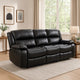 Mila Manual Recliner Sofa, Black Faux Leather, Pillow Top Arms, 86 Inch By Casagear Home