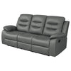 Ursula Manual Recliner Sofa Dark Gray Microfiber Leather Tufted 83 Inch By Casagear Home BM319118