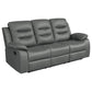 Ursula Manual Recliner Sofa, Dark Gray Microfiber Leather, Tufted, 83 Inch By Casagear Home