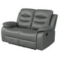 Ursula Manual Recliner Loveseat Dark Gray Microfiber Leather 60 Inch By Casagear Home BM319119