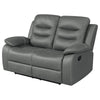 Ursula Manual Recliner Loveseat Dark Gray Microfiber Leather 60 Inch By Casagear Home BM319119