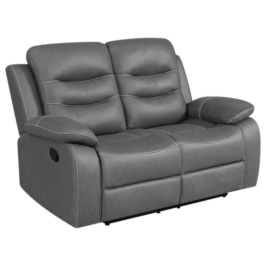 Ursula Manual Recliner Loveseat, Dark Gray Microfiber Leather, 60 Inch By Casagear Home