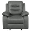 Ursula Manual Glider Recliner Chair Dark Gray Microfiber Leather Tufted By Casagear Home BM319120