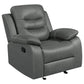 Ursula Manual Glider Recliner Chair, Dark Gray Microfiber Leather, Tufted,  By Casagear Home