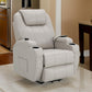 Sania Power Lift Recliner Chair Beige Faux Leather Cup Holders Massage By Casagear Home BM319121