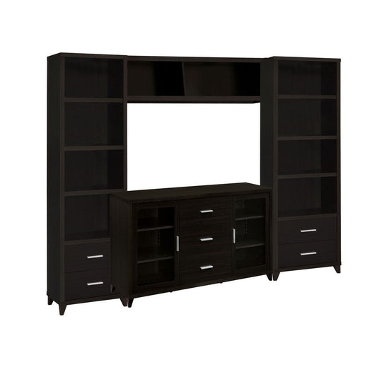 TV Entertainment Center, Console, 2 Media Towers, Bridge, Cappuccino Brown By Casagear Home