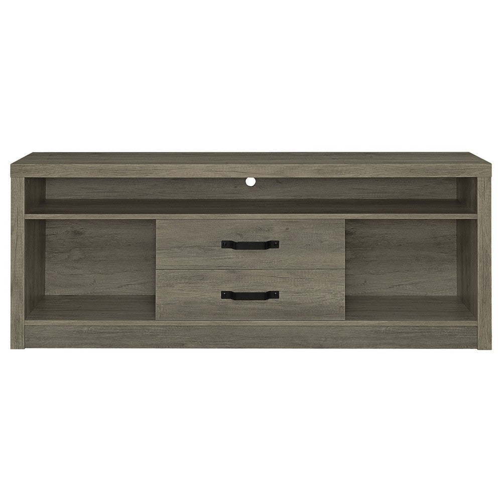 TV Entertainment Console with 2 Media Tower 8 Compartments Driftwood Gray By Casagear Home BM319124