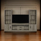 TV Entertainment Console with 2 Media Tower 8 Compartments Driftwood Gray By Casagear Home BM319124