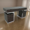 3 Piece Writing Desk with 2 File Cabinets Dark Oak Brown Chrome Frame By Casagear Home BM319130