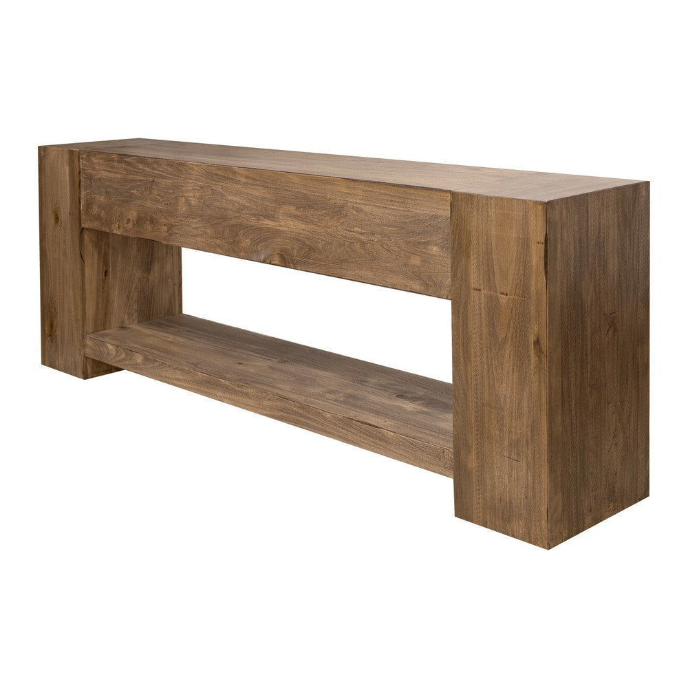 Fra Console Sofa Table with Shelf 95 Inch Top in Brown Solid Wood By Casagear Home BM319132