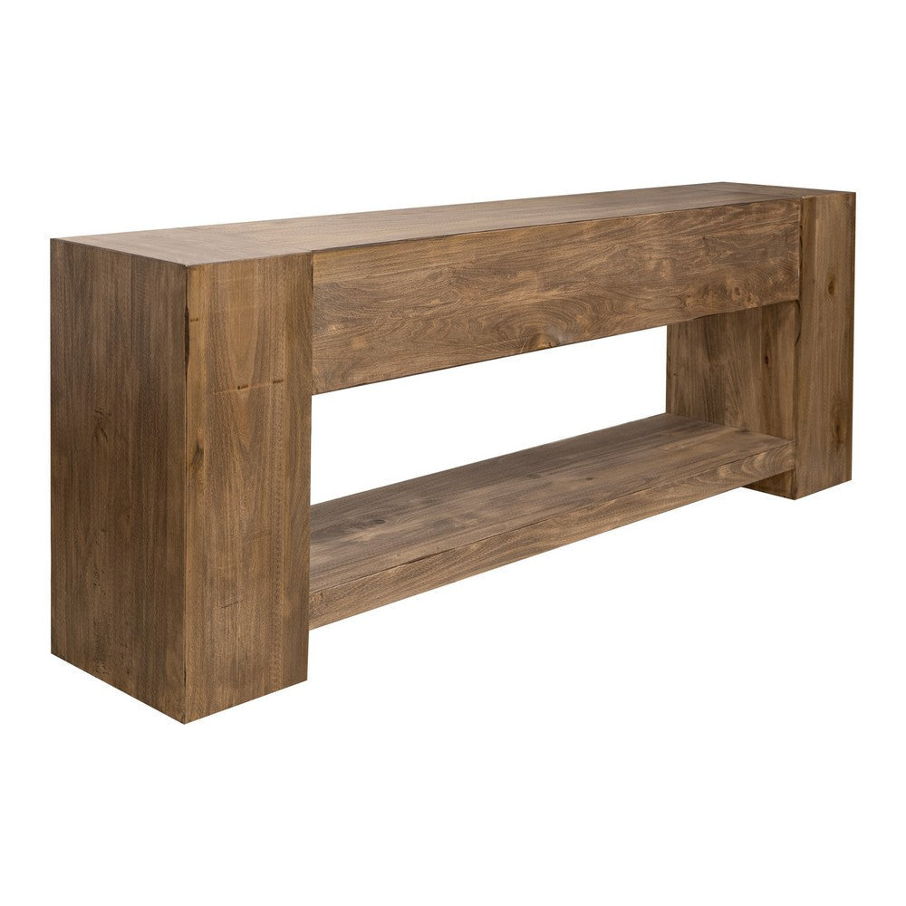 Fra Console Sofa Table with Shelf 95 Inch Top in Brown Solid Wood By Casagear Home BM319132