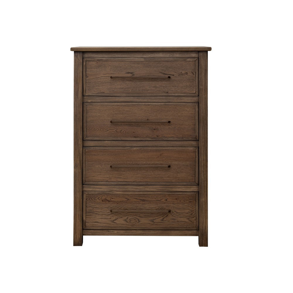 Loe Tall Dresser Chest 4 Drawers Oak Brown Finish Solid Poplar Wood By Casagear Home BM319133