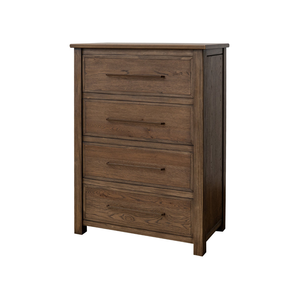 Loe Tall Dresser Chest 4 Drawers Oak Brown Finish Solid Poplar Wood By Casagear Home BM319133