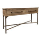 Bera 55 Inch Sofa Console Table, Cross Metal Base, 2 Drawers, Brown Wood By Casagear Home