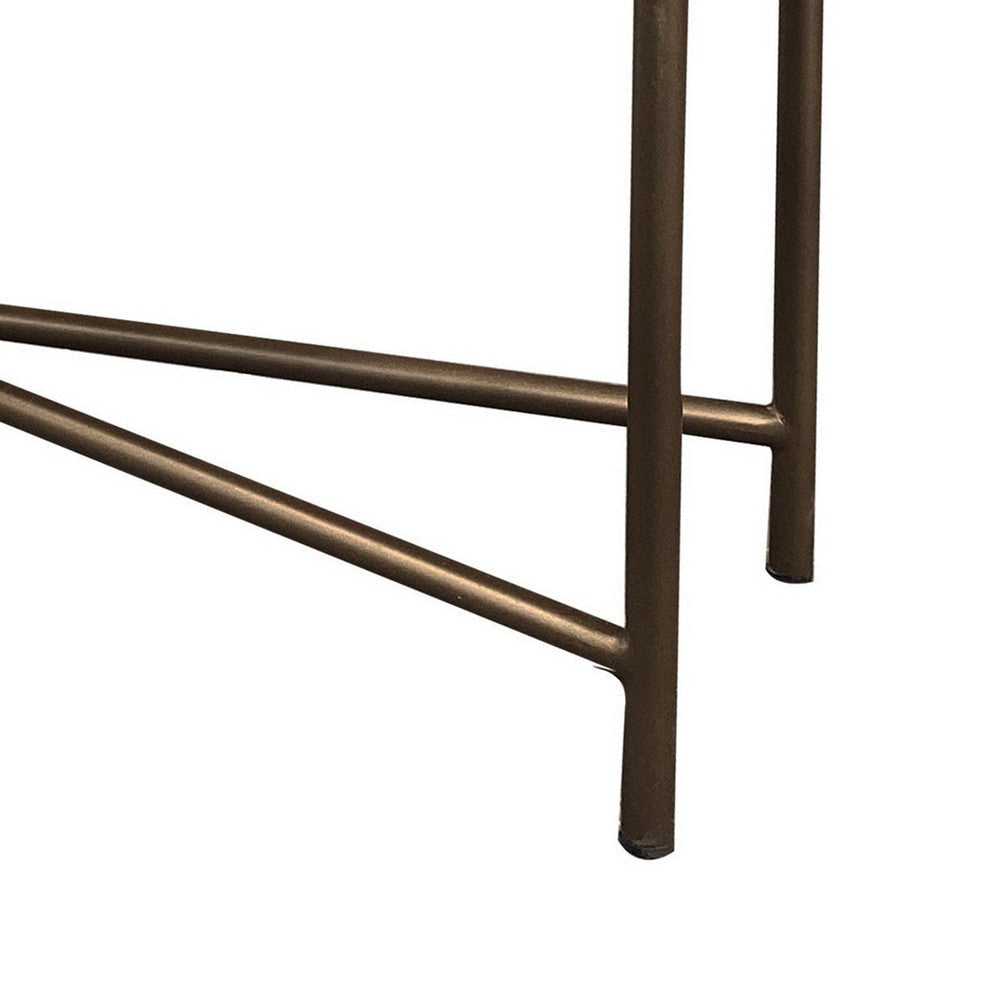 Bera 55 Inch Sofa Console Table Cross Metal Base 2 Drawers Brown Wood By Casagear Home BM319134