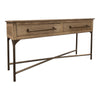 Bera 55 Inch Sofa Console Table Cross Metal Base 2 Drawers Brown Wood By Casagear Home BM319134