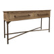 Bera 55 Inch Sofa Console Table Cross Metal Base 2 Drawers Brown Wood By Casagear Home BM319134