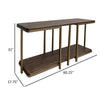 Nexa Sofa Table Bottom Shelf 60 Inch Rectangular Top Brown Gold Metal By Casagear Home BM319146