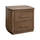 Okai 29 Inch Nightstand 2 Drawers Farmhouse Brown Mango Wood Bronze By Casagear Home BM319148