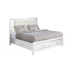 Moy Queen Size Bed, LED, White Upholstered Headboard, Footboard Storage By Casagear Home