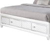 Moy King Size Bed LED White Upholstered Headboard Footboard Storage By Casagear Home BM319150