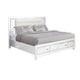 Moy King Size Bed, LED, White Upholstered Headboard, Footboard Storage By Casagear Home