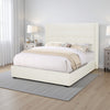 Lyn King Size Platform Bed, Wingback Headboard, Ivory Teddy Upholstery By Casagear Home