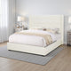 Lyn King Size Platform Bed, Wingback Headboard, Ivory Teddy Upholstery By Casagear Home