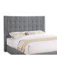 Lyn King Size Platform Bed Wingback Headboard Gray Tweed Upholstery By Casagear Home BM319163