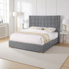 Lyn King Size Platform Bed, Wingback Headboard, Gray Tweed Upholstery By Casagear Home