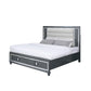 Seri Queen Size Bed with Storage Channel Tufted Gray Upholstery LED Light By Casagear Home BM319165