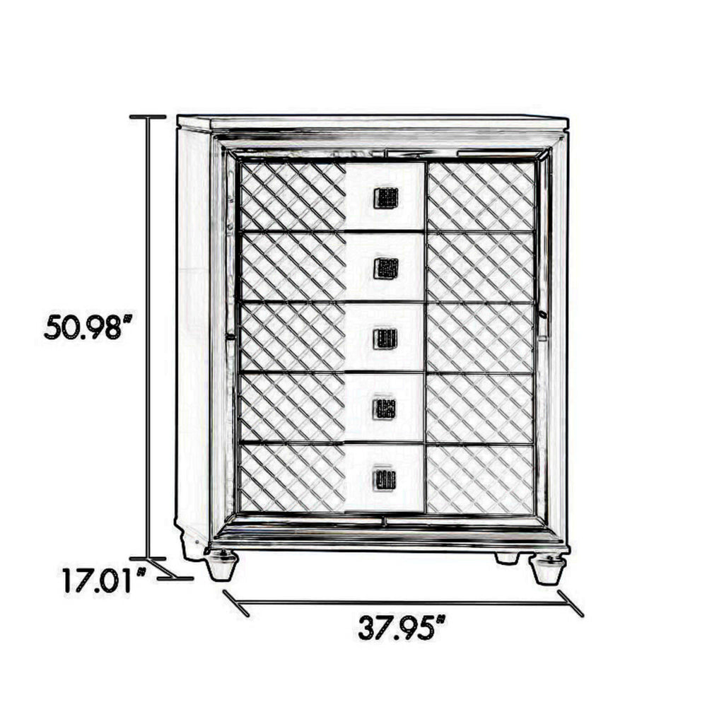 Seri Tall Dresser Chest with 5 Drawers Diamond Pattern Charcoal Gray By Casagear Home BM319168