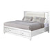 Seri King Bed with Storage Channel Tufted White Upholstery LED Light By Casagear Home BM319170