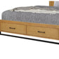 Larie Queen Size Bed with Storage Black Metal Legs Rustic Light Oak Brown By Casagear Home BM319173