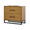 Larie Nightstand with 2 Drawers Bar Handles 16 Inch Light Oak Brown By Casagear Home BM319175