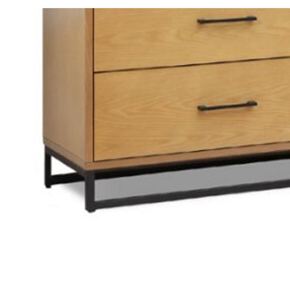 Larie Wide Dresser Chest with 6 Drawers Bar Handles Light Oak Brown By Casagear Home BM319176