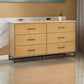 Larie Wide Dresser Chest with 6 Drawers Bar Handles Light Oak Brown By Casagear Home BM319176