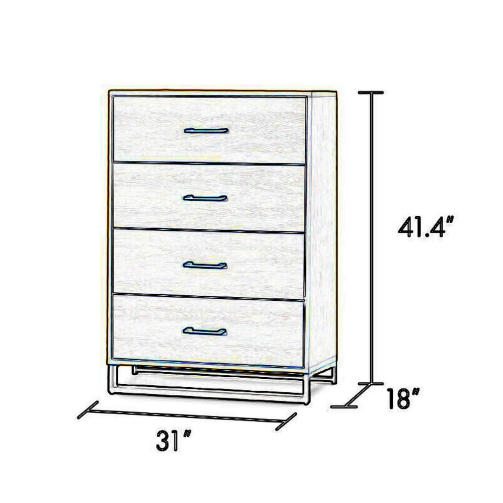 Larie Tall Dresser Chest with 4 Drawers Bar Handles Light Oak Brown By Casagear Home BM319177