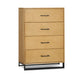 Larie Tall Dresser Chest with 4 Drawers, Bar Handles, Light Oak Brown By Casagear Home