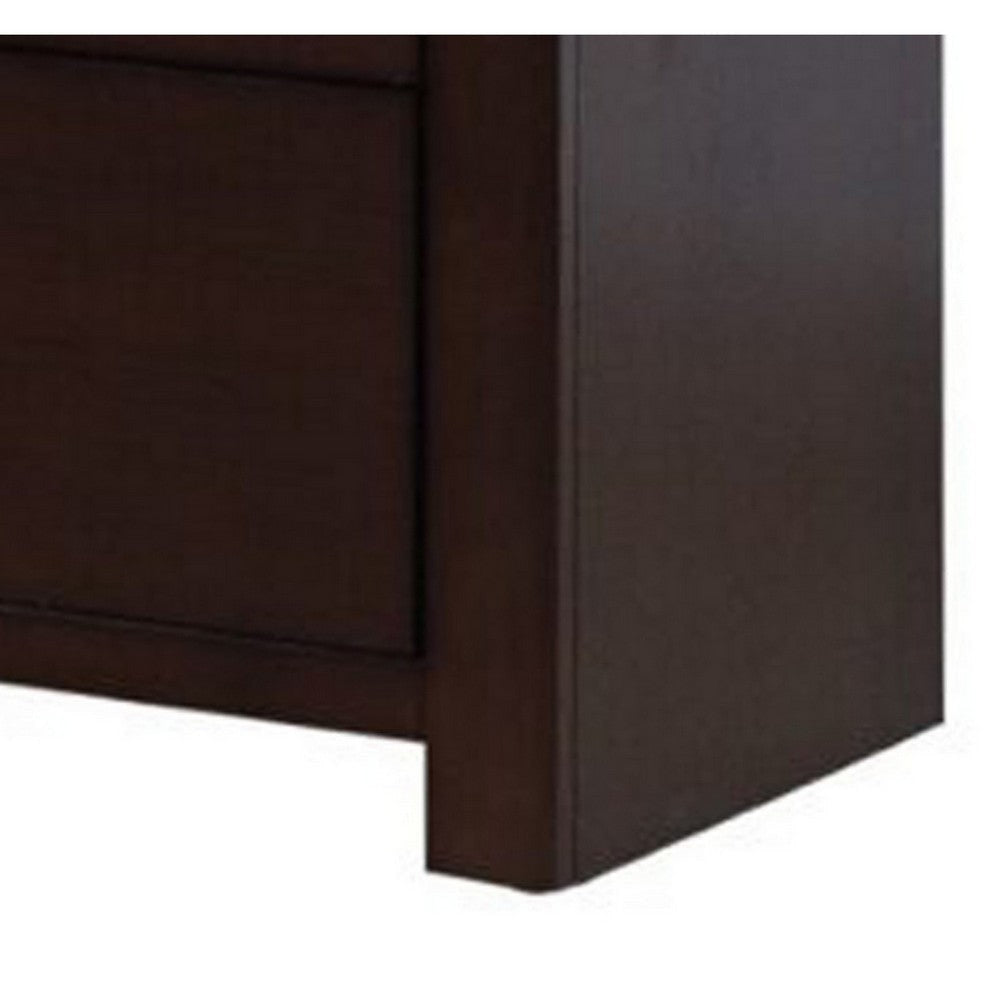 Wane Nightstand with 2 Drawers 16 Inch Metal Knobs Walnut Wood Finish By Casagear Home BM319180