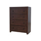 Wane Tall Dresser Chest 4 Drawers Metal Handles Dark Walnut Brown Wood By Casagear Home BM319182