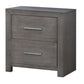 Wane Nightstand with 2 Drawers 16 Inch Metal Knobs Gray Wood Finish By Casagear Home BM319185