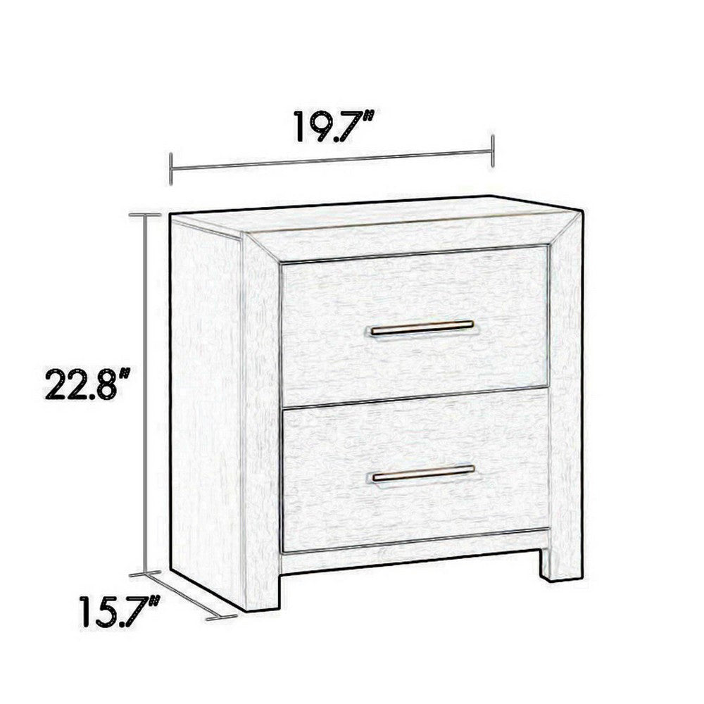 Wane Nightstand with 2 Drawers 16 Inch Metal Knobs Gray Wood Finish By Casagear Home BM319185