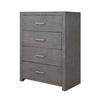 Wane Tall Dresser Chest with 4 Drawers Metal Handles Gray Wood Finish By Casagear Home BM319187