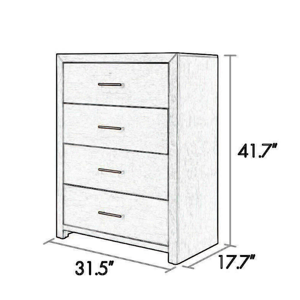 Wane Tall Dresser Chest with 4 Drawers Metal Handles Gray Wood Finish By Casagear Home BM319187