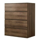 Lina Tall Dresser Chest, 4 Self Closing Drawers, Narrow Bar Handles, Brown By Casagear Home