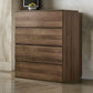 Lina Tall Dresser Chest 4 Self Closing Drawers Narrow Bar Handles Brown By Casagear Home BM319188