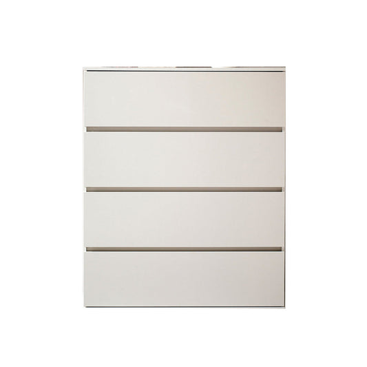 Lina Tall Dresser Chest, 4 Self Closing Drawers, Narrow Bar Handles, White By Casagear Home