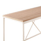 Posy Corner Desk L Shaped White Metal Frame X Crossed Oak Brown Wood Top By Casagear Home BM319195